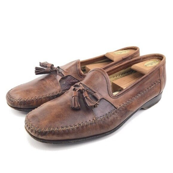Santoni Brown Leather Kiltie Tassel Loafers 11D main image 9